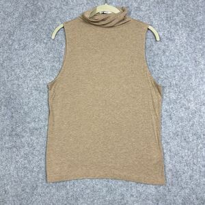 Vince Sleeveless Turtleneck Knit Top Womens M Tan Modal Stretch Minimal Basic